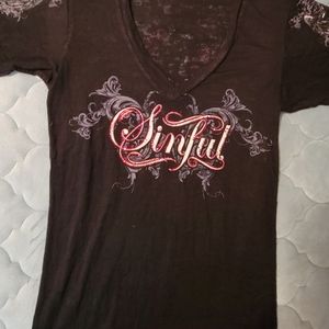 Sinful, see through women's top small black